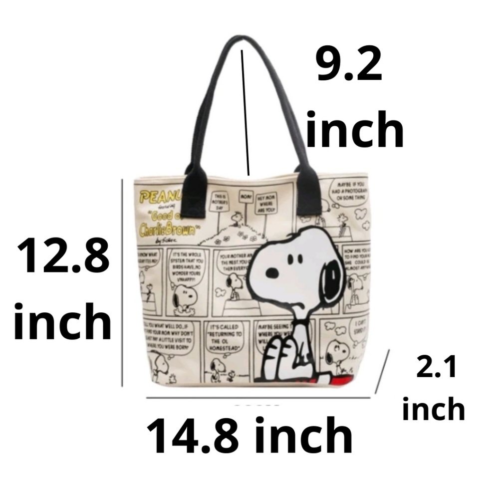 SNOOPY Large Capacity Canvas Tote Bag NEW - Picture 9 of 9